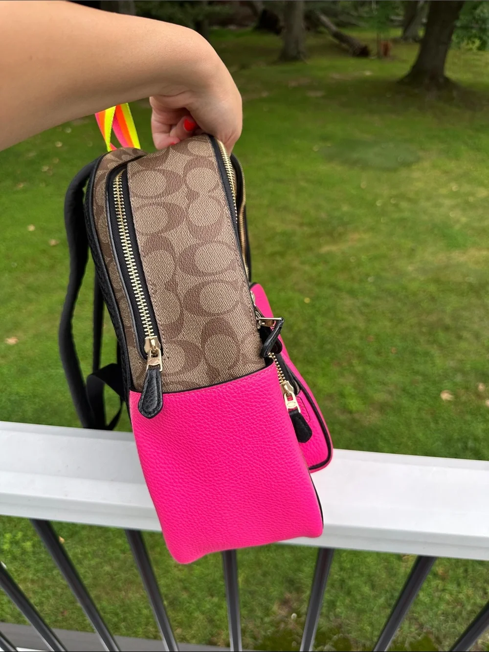 Coach Court Backpack in Color-block Signature Canvas C5808